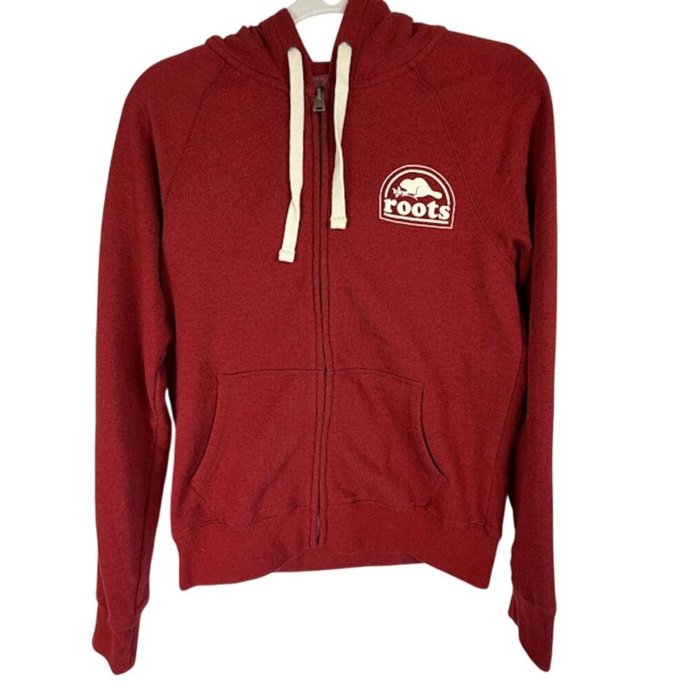 Roots Full Zip Hoodie Red Beaver Logo Sweatshirt Womens S Canada